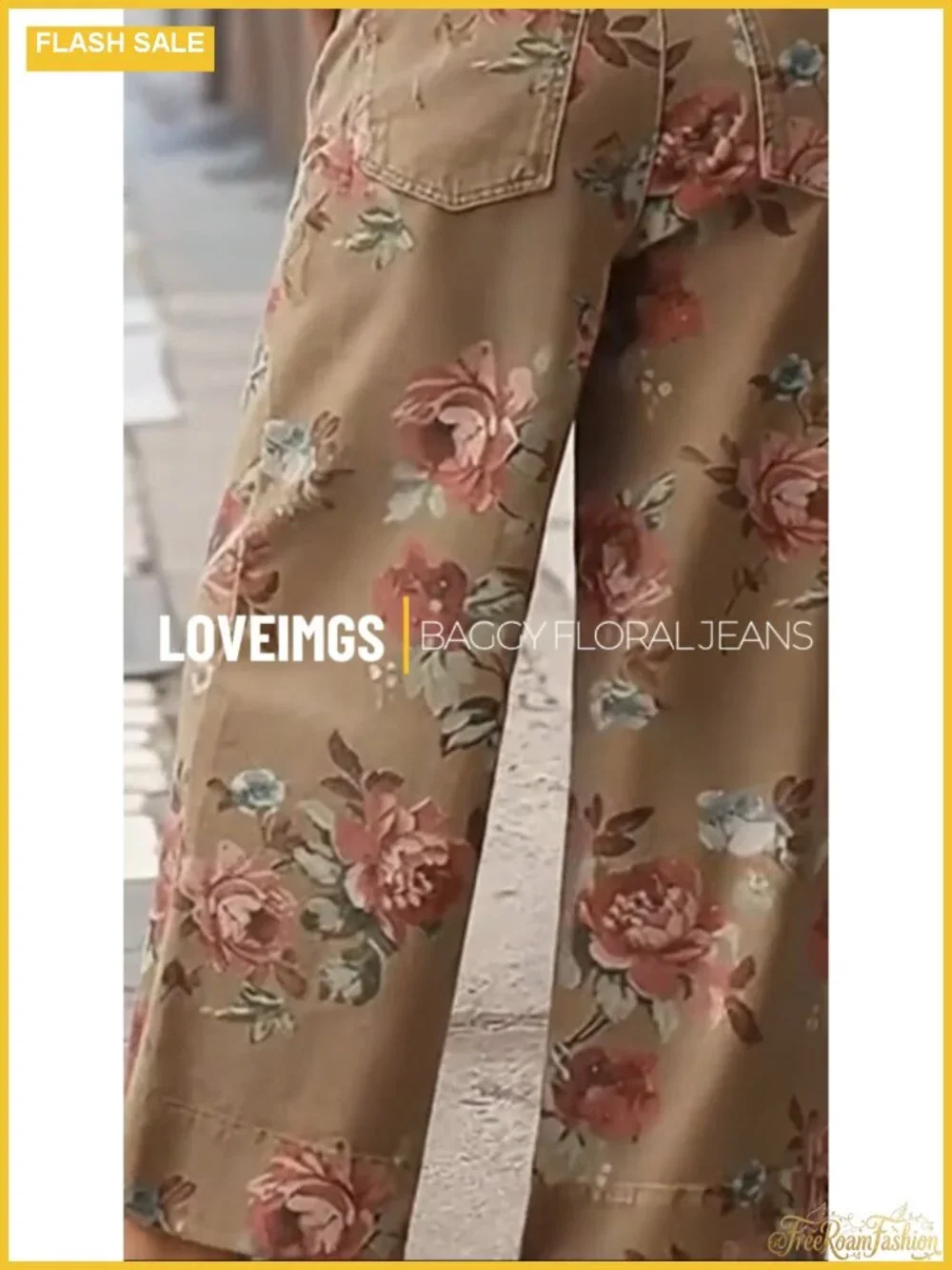 Wide Leg Cropped Floral Denim Jeans Boho Palazzo Pants